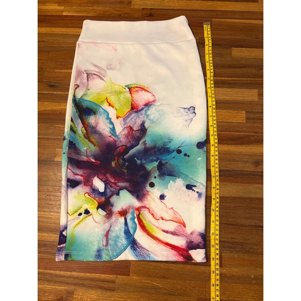 Cemi Ceri Pencil Skirt Women S White NEW Floral Watercolor Bodycon Midi 3206